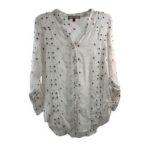 Olive Hill White Embroidered Blouse Size M